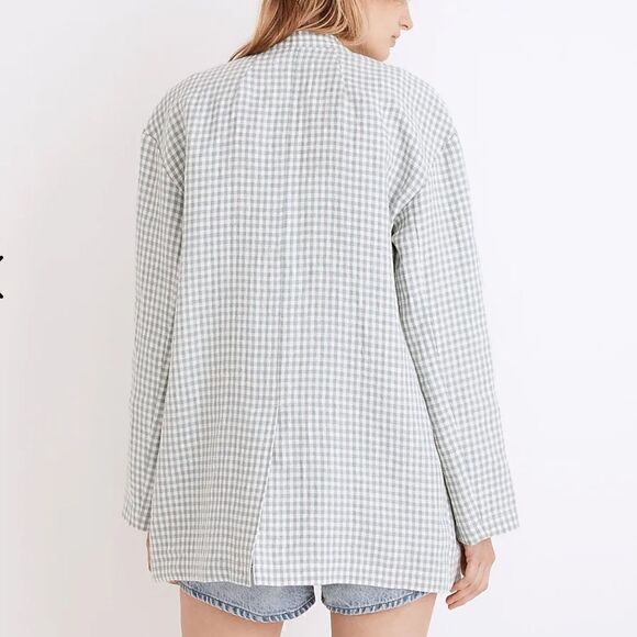 NWTs Madewell Linen Collarless Blazer in Gingham Check Size XXS - Picture 2 of 12